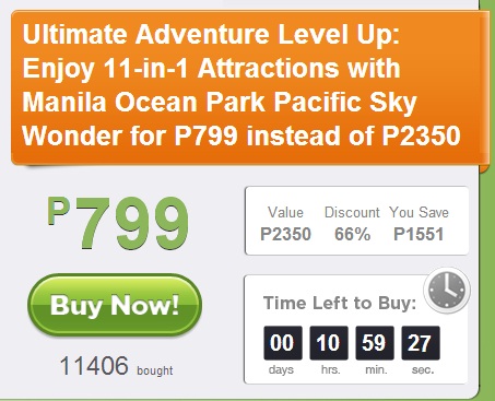 Best Deals!!! 66% Off @ Manila Ocean Park 11 Attractions in 1